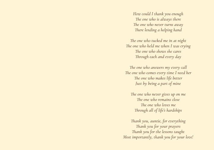 A Poem for My Auntie