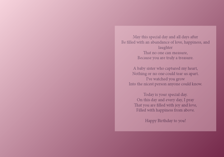 Happy Birthday, Sister III